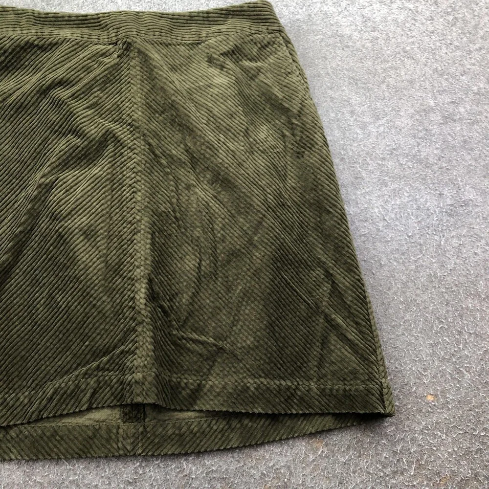 Talbots Skirt Womens 14W Green Corduroy Straight Knee Length Elastic Waist